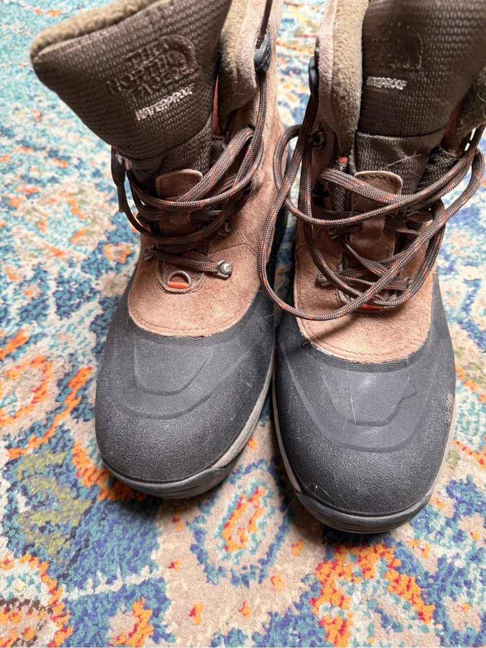 The North Face Brown and Black Suede Lace-Up Winter Boots